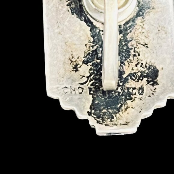 Vintage Hecho En Mexico Sterling Silver And Abalone Screw Back Earrings (5274) - Picture 5 of 6